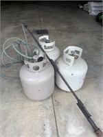Flame thrower and propane tanks