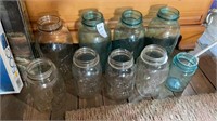 Glass jars- variety of- lot of 9