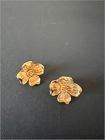 Trifari Gold-Tone Floral Earrings