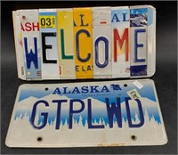 Lot of 2:  Alaskan License plate WELCOME sign and