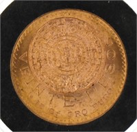 1959 BU Mexico Viente (20) Gold Pesos