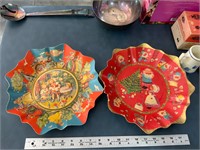 Two vintage Christmas Paper Cookie plates