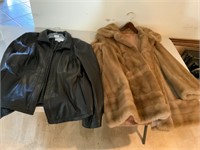 Large Worthington Leather Coat & Faux Mink