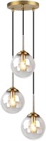 Cluster Chandelier 3 Hanging Lamp Fixture Brass Fi