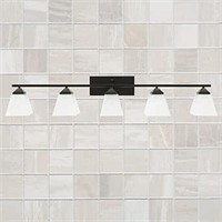 LauxaL 5 Light Black Modern Sconces with Opal Whit