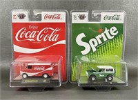 Two 2023 Coca Cola M2 Machines Die-Cast Cars