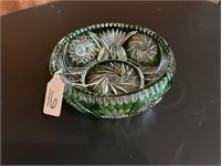 Vintage Green Cut Crystal Bowl