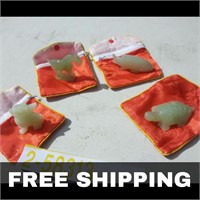 Qty 4 Chinese Mini Sculpted Animals with Pouch