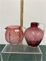 Flawed Cranberry Art Glass Lot