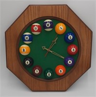 Pool Ball Wall Clock With Wooden Frame Working