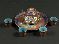 Brown and floral 6 piece tea set.