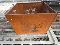 Metal fire basket with fishing cutouts