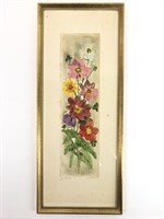 Vintage Signed Colored Etching