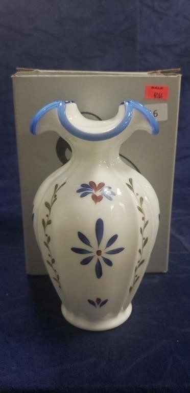 (1) Fenton White Vase w/ Box (7.5" Tall)