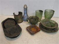 Vintage Lot-Green Glassware, & More