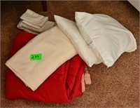 Full size linens, pillows, blanket, comforter
