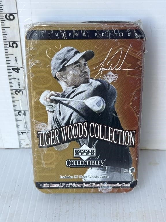 Tiger woods Upperdeck golf cards & tin