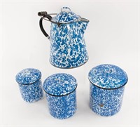 Four Pcs. Blue and White Graniteware
