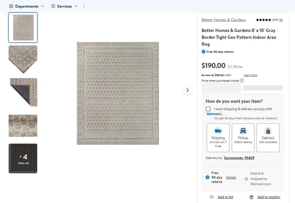 R843   8 x 10 Gray Area Rug