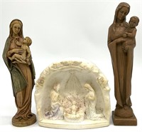 3 Carved Religious Statues