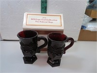 2 Vtg AVON Cape Cod Pedestal Mugs with Box 5"