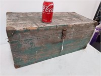 Vintage Green Wooden Box with Inserts