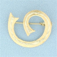 Vintage Italian Diamond Cut Swirl Design Brooch Pi
