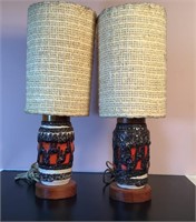 PAIR WEST GERMAN POTTERY TABLE LAMPS
