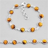 Natural 21.82ct Brown Tiger's Eye Tennis Bracelet