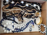 Blue, white, Gold and Black costume jewelry lot