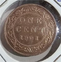 1901 Canada Cent EF40 Queen Victoria