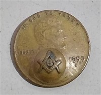 Freemasons 1959 D US 1 Cent Coin