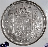 1941 Canada Silver 50 Cent Coin VF20 King George