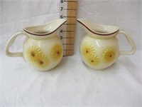 (2) Hull Floral pitchers