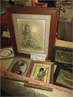 5pc Framed Art Prints & Needle Point