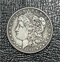 1893-CC US Morgan Silver Dollar *Key Date EF Grade
