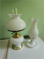 Milk Glass Hobnail Hurricane Lamps