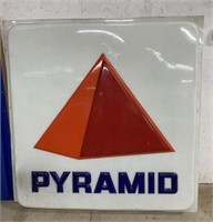 large plastic Pyramid signage