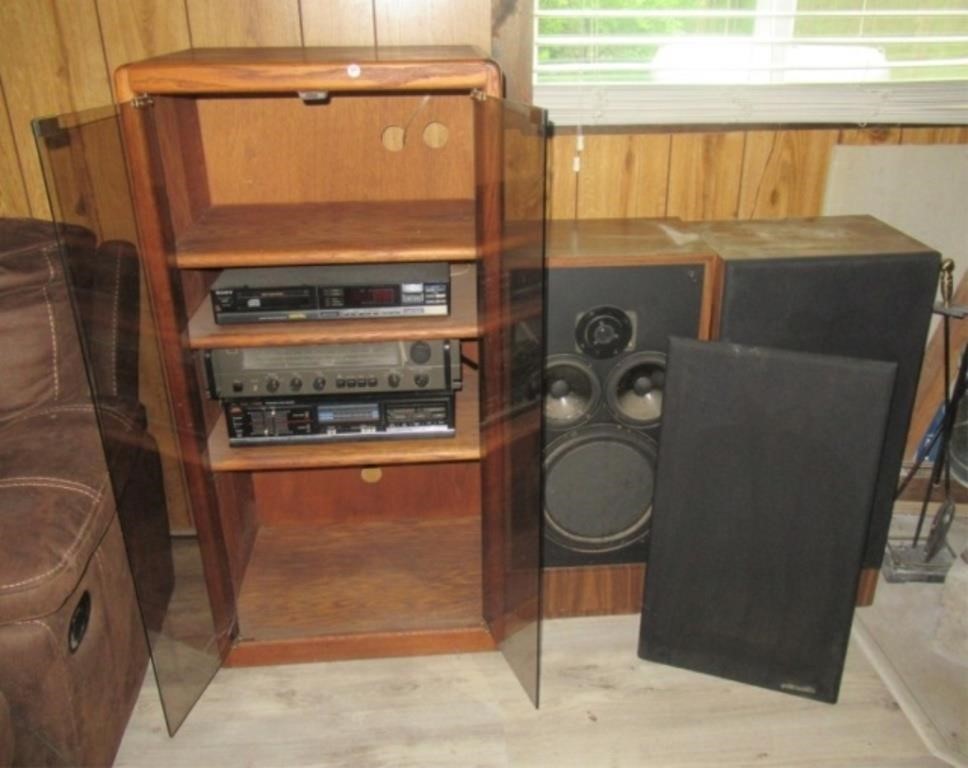 Stereo cabinet with Fisher amplifier, Sony