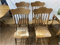 4 pcs. Carved-back Tiger Oak Dining Chairs