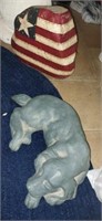 American flag painted rock and resin dog statue