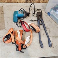 Bolt Cutter, Drill, Tie Down Straps