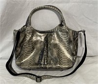 Gold & Black Genuine Leather Handbag