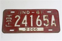 1961 Trailer 3000 Indiana License Plate