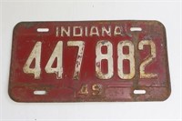1949 Indiana License Plate