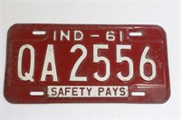 1961 Lawrence County Indiana License Plate