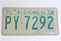 1970 Oklahoma Licence Plate