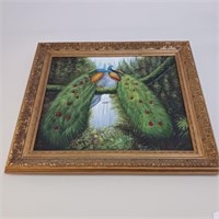 OIL PAINITING OF A PEACOCK
