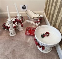 Christmas Candlesticks, Platter & Misc.