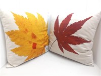 Pair of maple leaf throw pillows 16" (A)